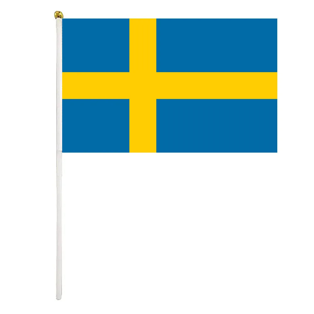 Sweden Hand flag 14x21cm double-sided permeable polyester Swedish hand flag decorated for holiday party sports