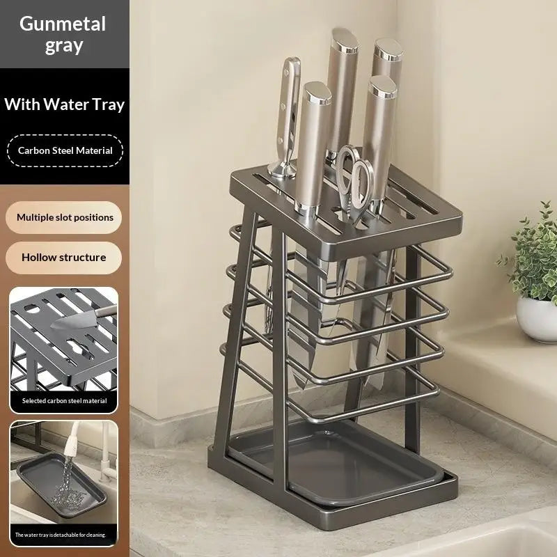 Kitchen Utensils Storage Holder Square Space Saving Cutting Tool Storage Rack Countertop Drainage Plating Multifunctional〔CC11〕