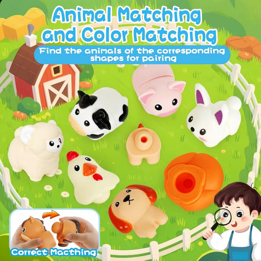 Toddler Toys,Montessori Preschool Learning Activities Animal Toy for Boys Girls,10 pcs Little People Animals Matching Games Fine