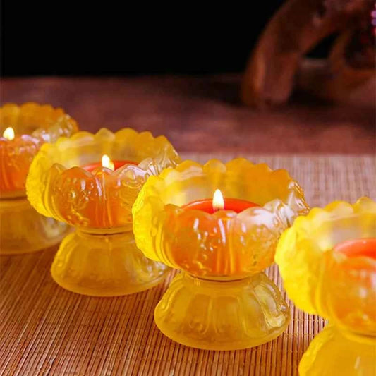 Lotus Floating, Decorated Candlestick, Supported By Buddhist Candles In The Color Of Northern Glaciers, Dining Table Decoration。