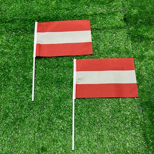 SKY FLAG Austria hand Flag 10/20/50/100pcs 21*14cm Austria Hand Waving Flags With plastic pole For Sports Activity Home Decor
