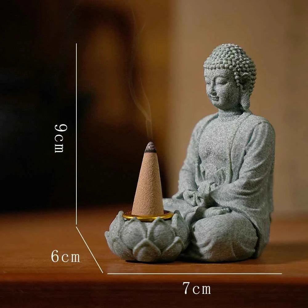 Household aromatherapy decorations new Chinese new ornaments living room Zen tea desktop crafts small sitting Buddha sculpture