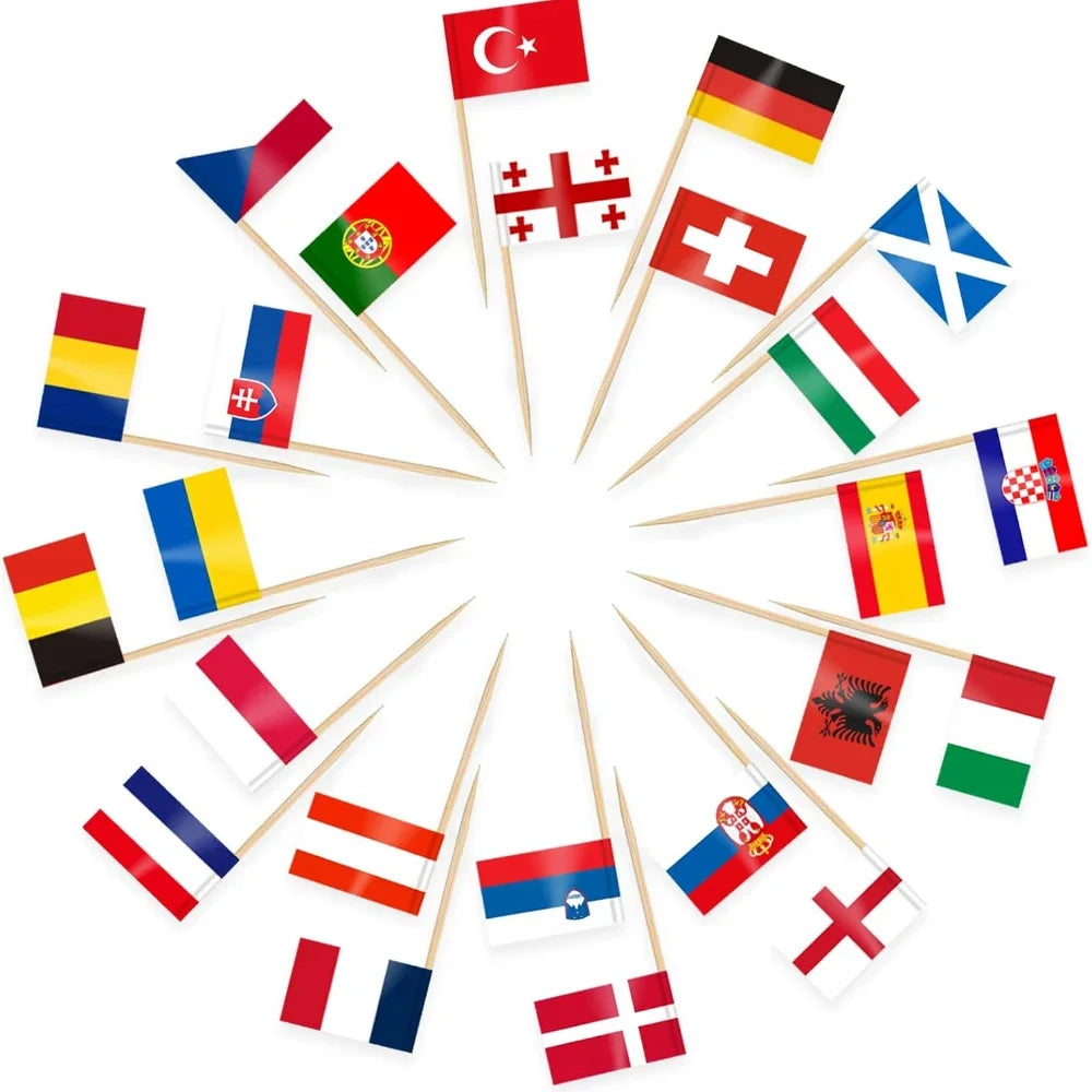 England Flag Toothpick,100 Pcs England Cupcake Toppers, Small England Stick Flags Double-sided for Football Party Decorations