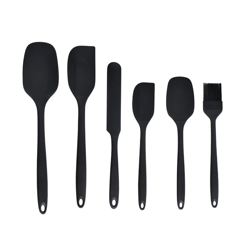 Silicone kitchenware 6-piece set, cream scraper, spatula, oil brush, size scraper set baking tool,Non-integrated hand