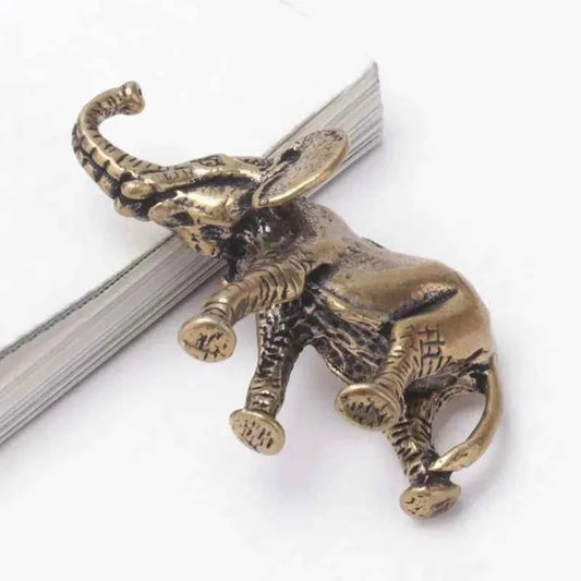 Antique Bronze Minature Elephant Figurines Tea Pet Table Ornament Decorations Solid Copper Animal Crafts Home Decor Living Room