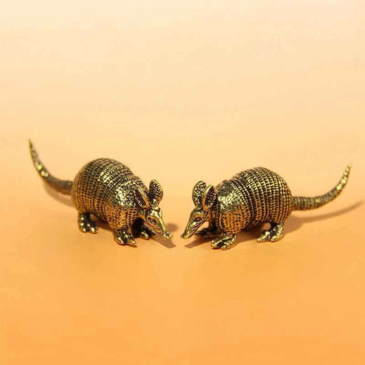 Antique Rat Opossum Brass Figurine for Home Office Decoration Vintage Tabletop Animal Art