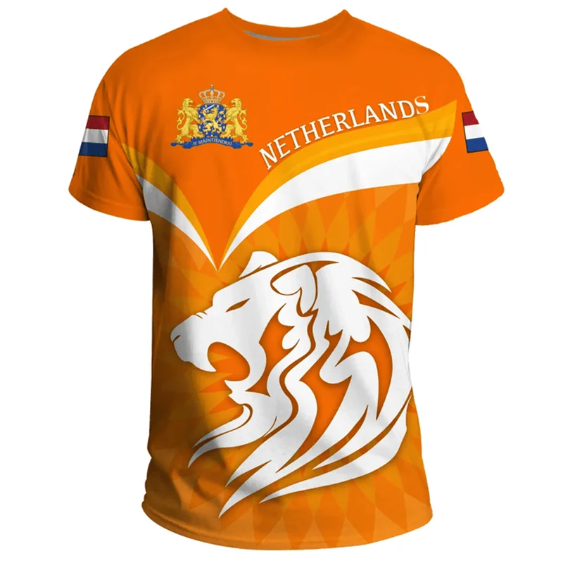 NETHERLANDS Flag 3D Print Sport Quick-dry Breathable Men Women T-Shirt Outdoor Football Uniform Team Training Fan Short-sleeve