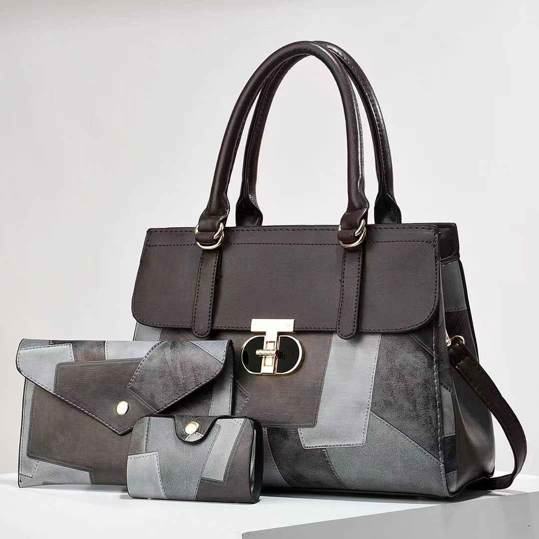 Fashionable New Contrast-color Patchwork Mother-and-child Bag