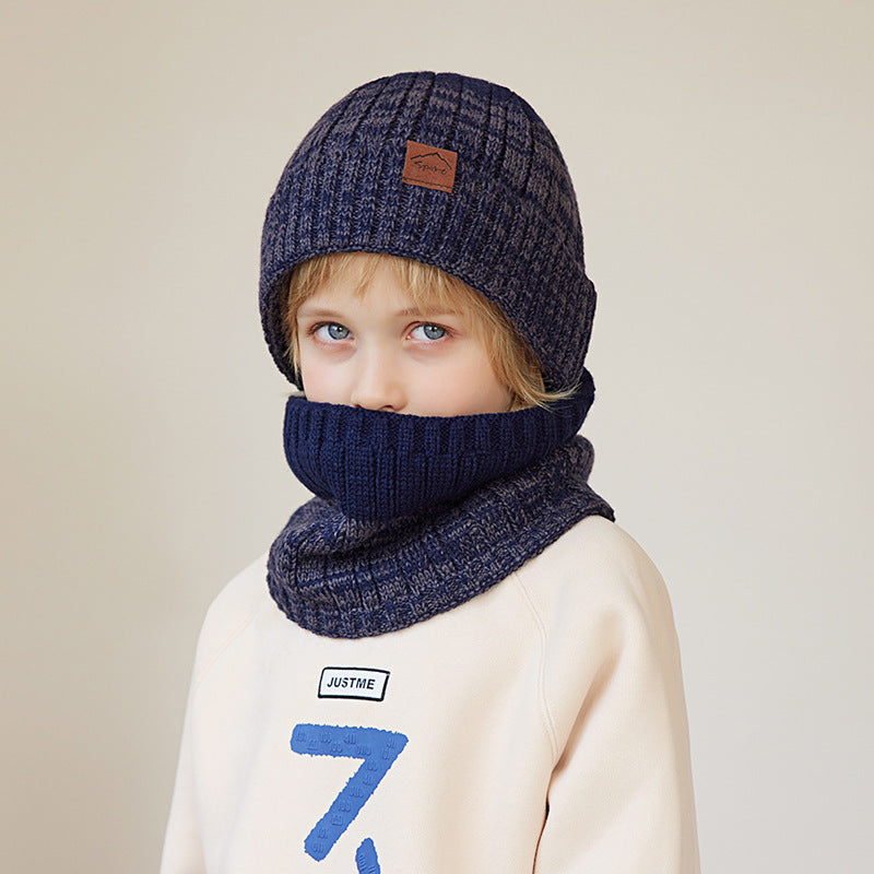 Fleece-lined Knitted Wool Hoodie For Children