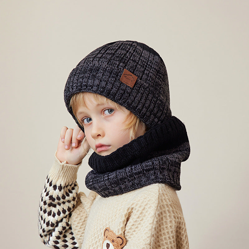 Fleece-lined Knitted Wool Hoodie For Children