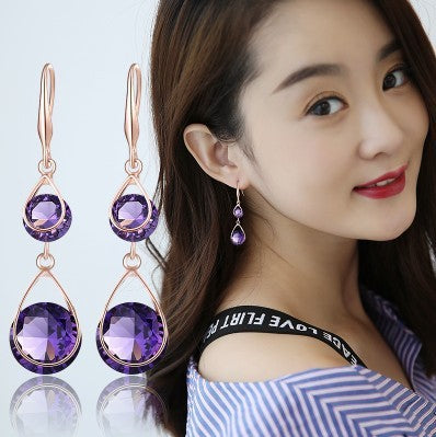 Women's Long Elegant Crystal Earrings