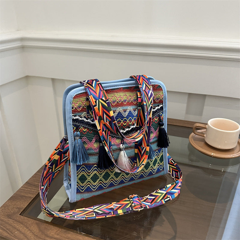 Ethnic woven bucket CROSSBODY BAG