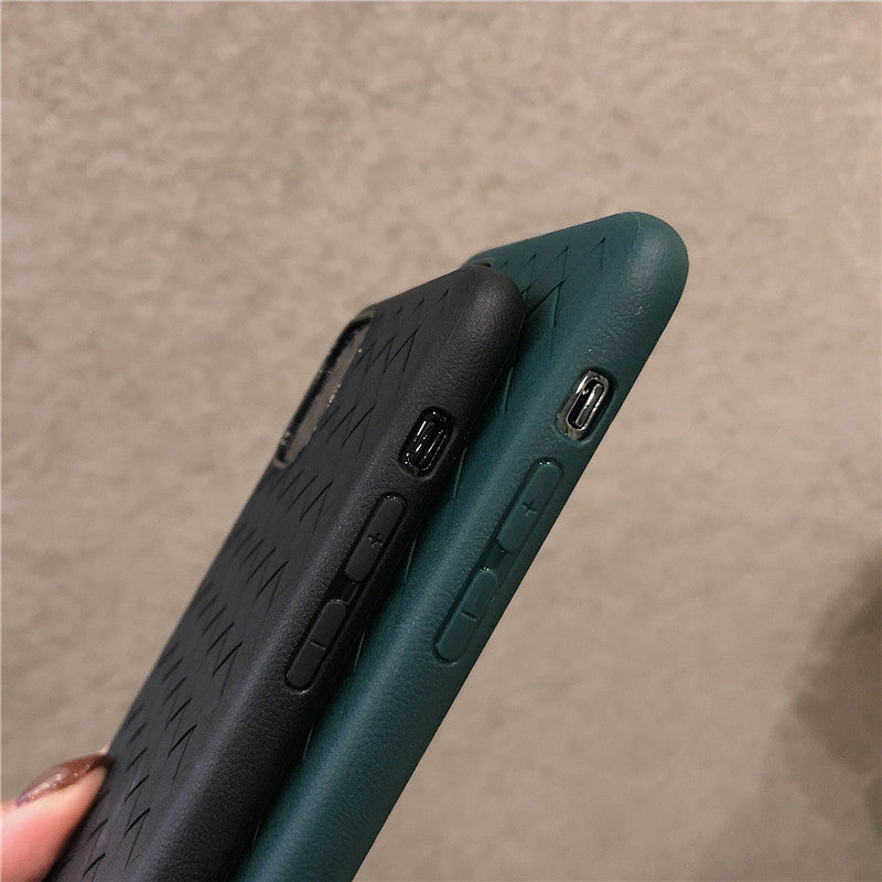 Dark green woven mobile phone case