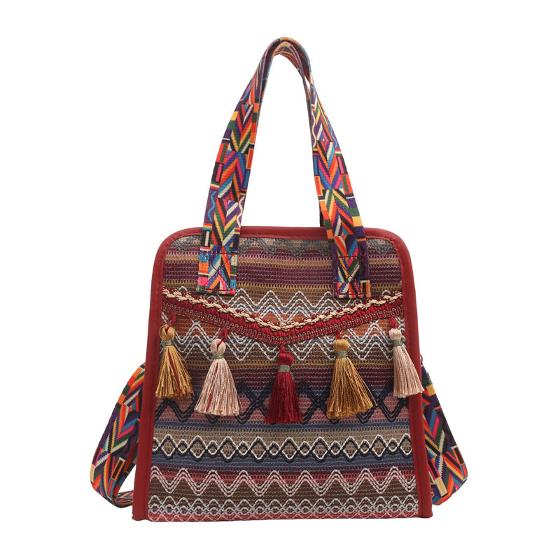 Ethnic woven bucket CROSSBODY BAG