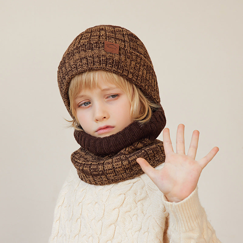 Fleece-lined Knitted Wool Hoodie For Children