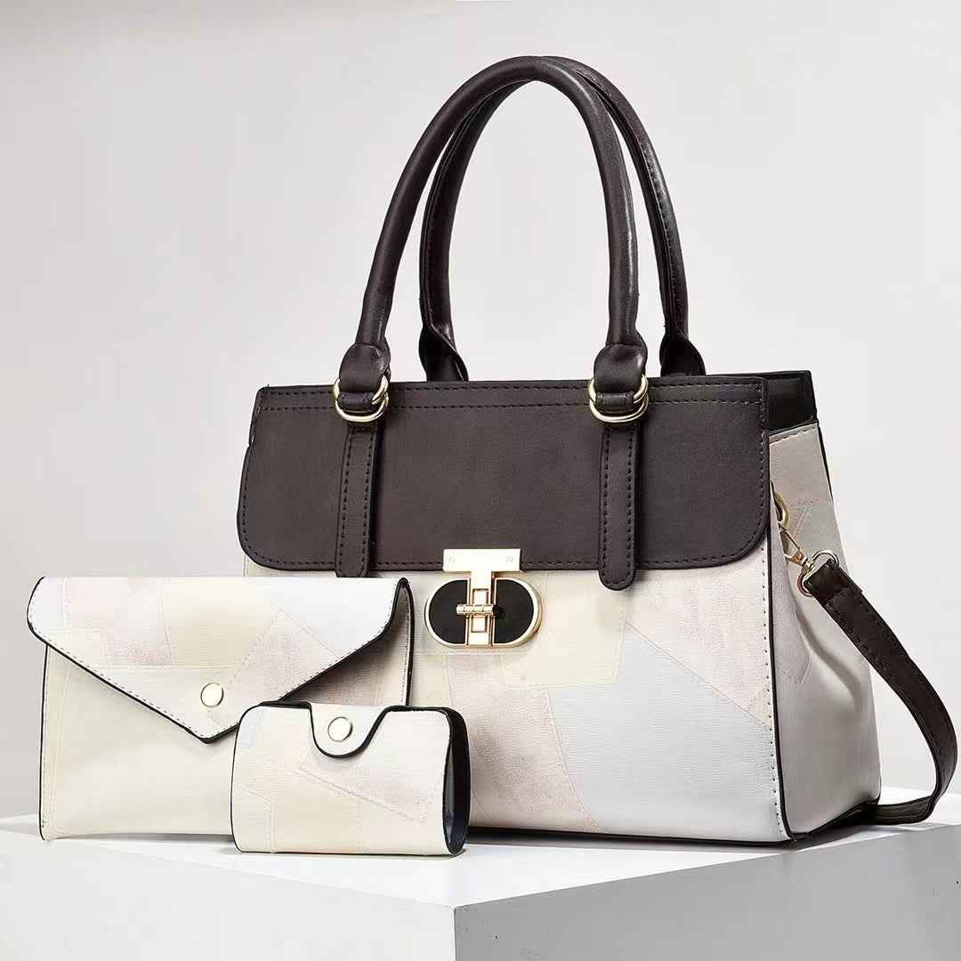 Fashionable New Contrast-color Patchwork Mother-and-child Bag