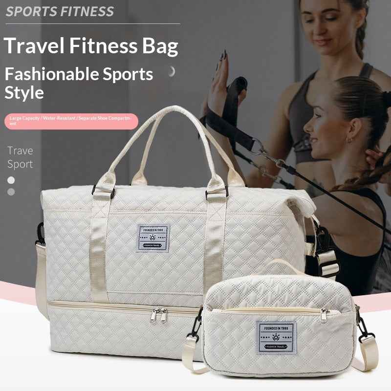 Large-Capacity Quilted Embroidered Thread Handle Crossbody Storage Travel Bag
