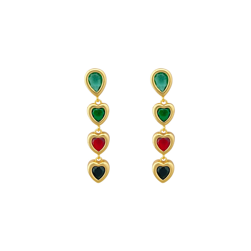 Exquisite Heart Pendant Tassel Ear Clips Luxury Earrings