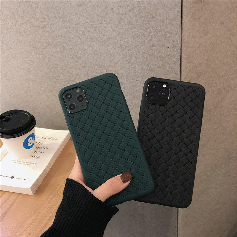 Dark green woven mobile phone case