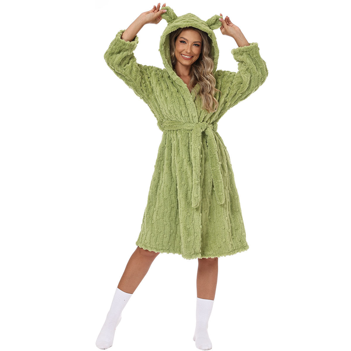 Bathrobe Night-robe Love Flannel Sweet Cute