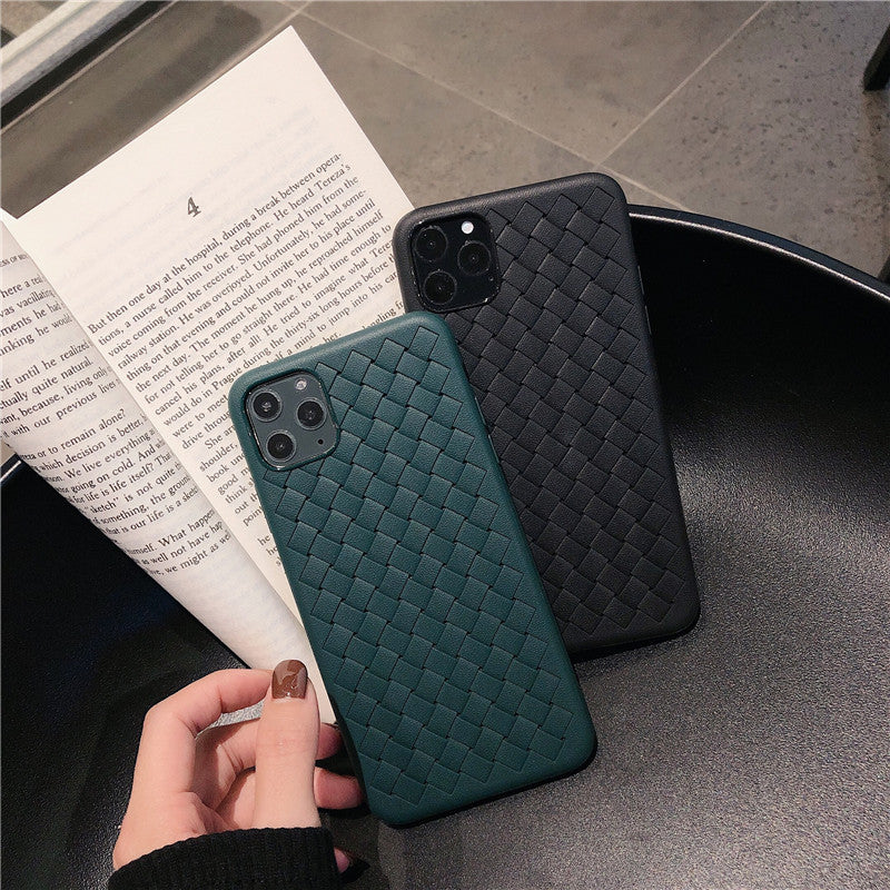 Dark green woven mobile phone case