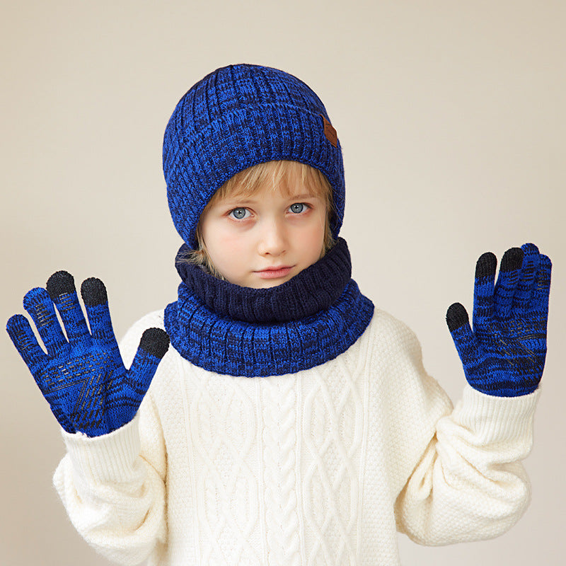 Fleece-lined Knitted Wool Hoodie For Children