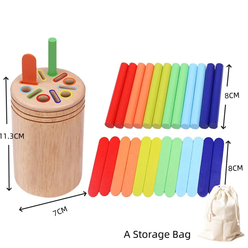 Montessori Wooden Toys Color Sorting Fine Motor Toys Shape Matching Sensory Toys Early Educational Puzzle Toys for Toddlers