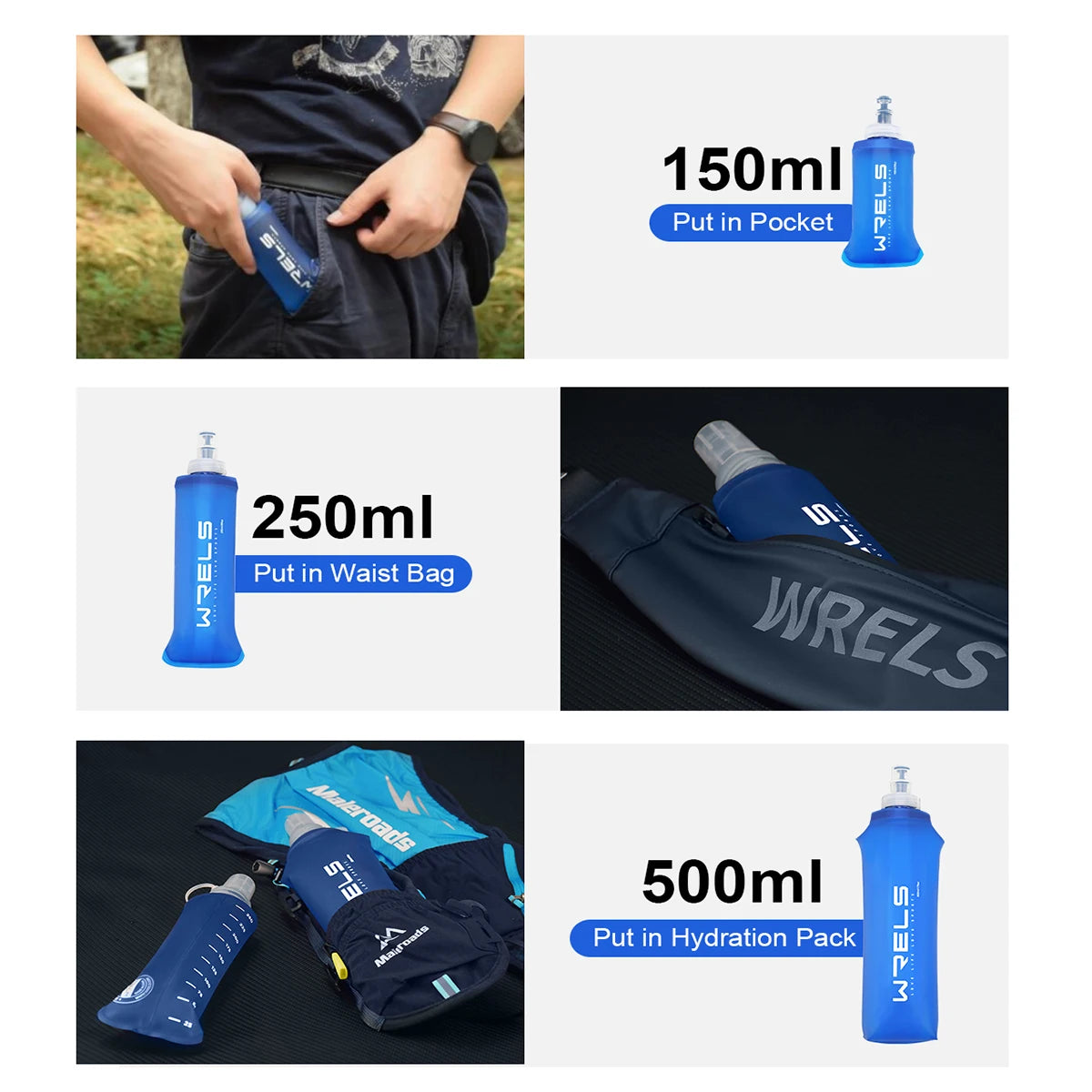 Cycling Sports Water Bottle Leak Proof Durable Soft Flask High Flow BPA Free Portable TPU Folding Water Cup Outdoor Running