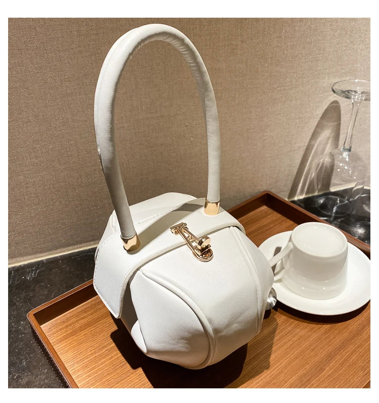 Round Ball Women's Handbag Brand Designer Bowling Bag PU Leather Mini Shoulder Bags Female Luxury Purse Fashion Armpit Bag