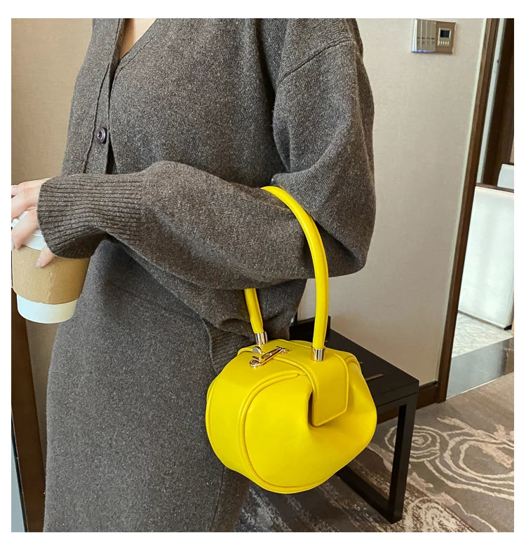 Round Ball Women's Handbag Brand Designer Bowling Bag PU Leather Mini Shoulder Bags Female Luxury Purse Fashion Armpit Bag