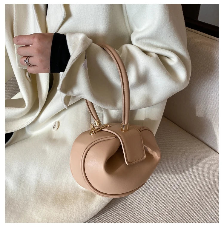 Round Ball Women's Handbag Brand Designer Bowling Bag PU Leather Mini Shoulder Bags Female Luxury Purse Fashion Armpit Bag