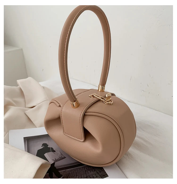 Round Ball Women's Handbag Brand Designer Bowling Bag PU Leather Mini Shoulder Bags Female Luxury Purse Fashion Armpit Bag