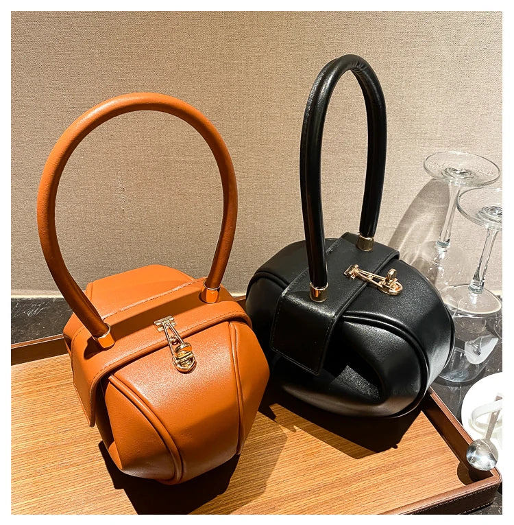 Round Ball Women's Handbag Brand Designer Bowling Bag PU Leather Mini Shoulder Bags Female Luxury Purse Fashion Armpit Bag