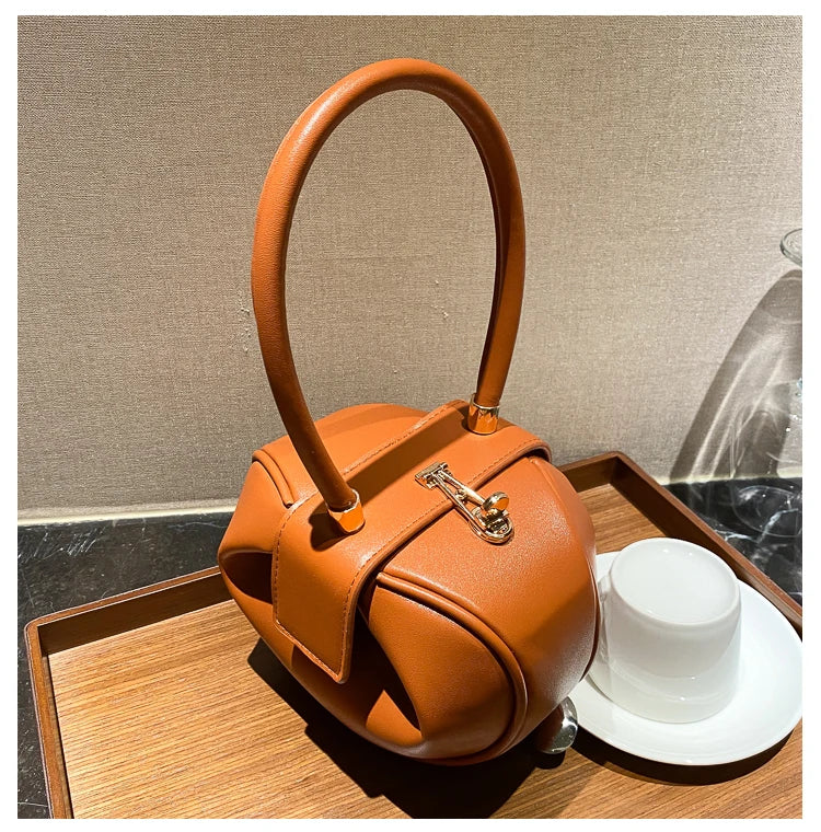 Round Ball Women's Handbag Brand Designer Bowling Bag PU Leather Mini Shoulder Bags Female Luxury Purse Fashion Armpit Bag