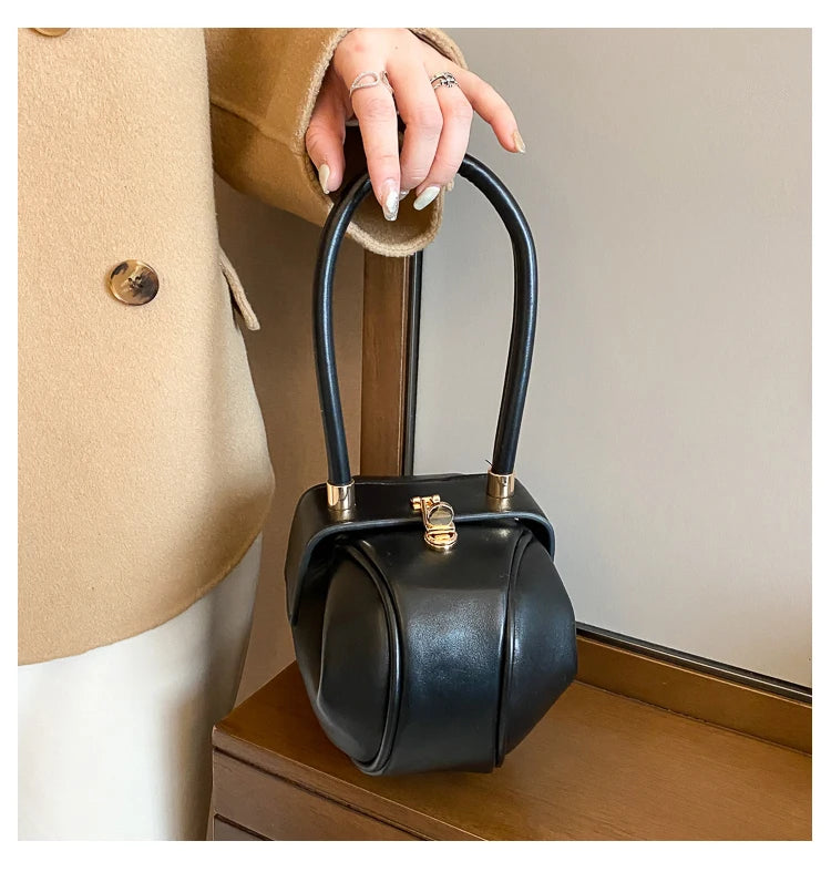 Round Ball Women's Handbag Brand Designer Bowling Bag PU Leather Mini Shoulder Bags Female Luxury Purse Fashion Armpit Bag
