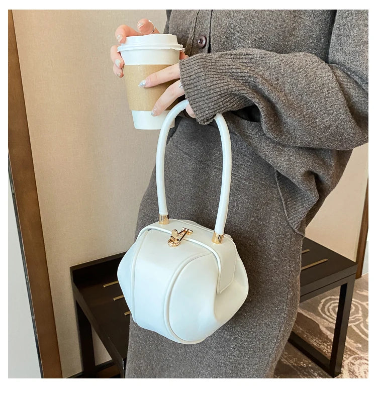 Round Ball Women's Handbag Brand Designer Bowling Bag PU Leather Mini Shoulder Bags Female Luxury Purse Fashion Armpit Bag