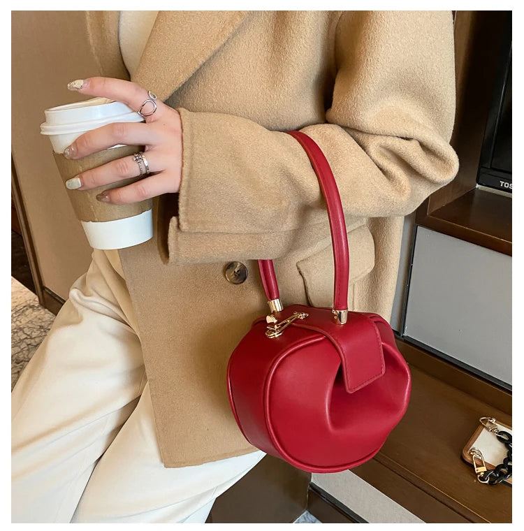 Round Ball Women's Handbag Brand Designer Bowling Bag PU Leather Mini Shoulder Bags Female Luxury Purse Fashion Armpit Bag