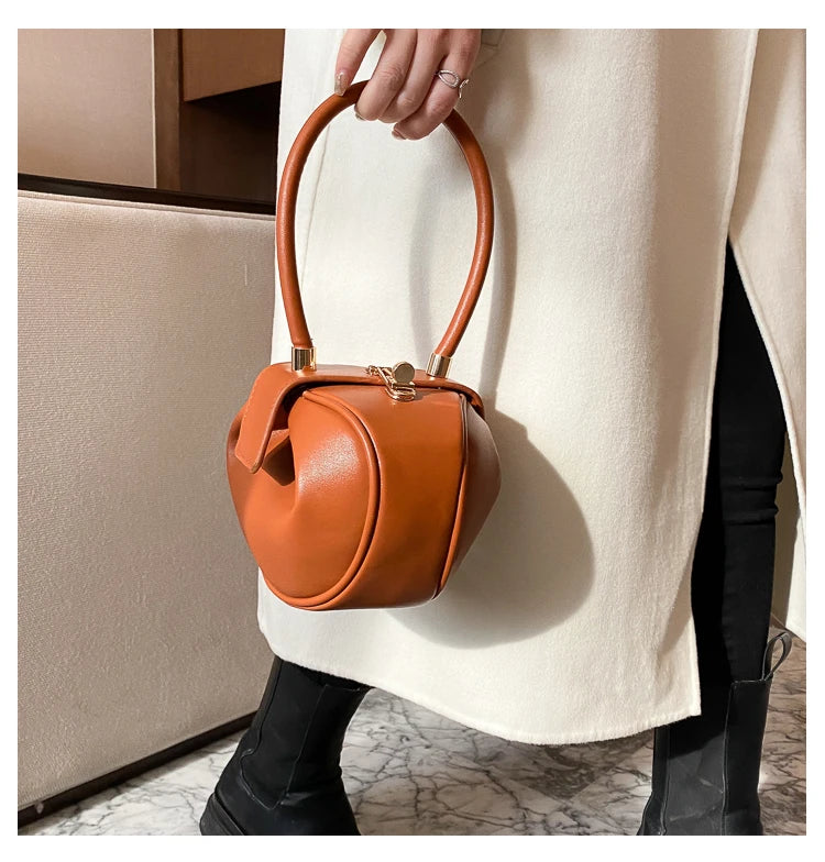 Round Ball Women's Handbag Brand Designer Bowling Bag PU Leather Mini Shoulder Bags Female Luxury Purse Fashion Armpit Bag