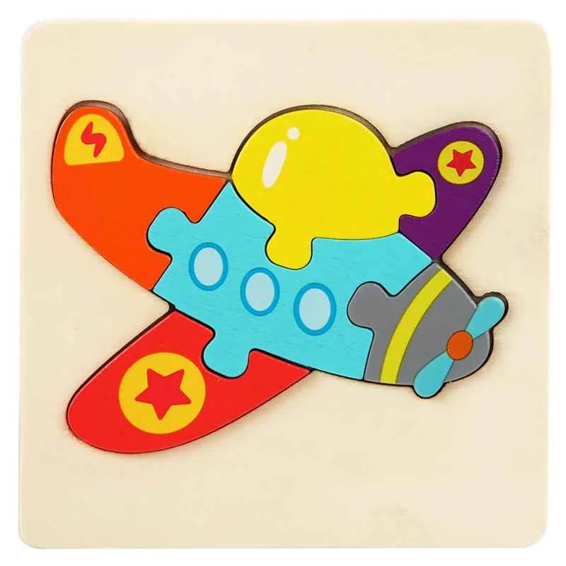 Kids Wooden Toys 3D Wood Puzzle Cartoon Animals Cognitive Jigsaw Puzzle Early Learning Educational Toys For Children Gift