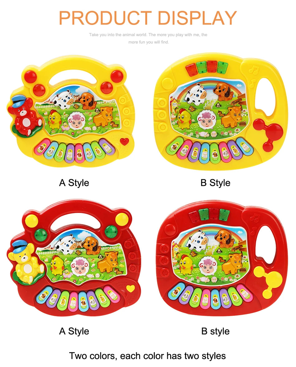 Baby Musical Toy with Animal Sound Kids Piano Keyboard Electric Flashing Music Instrument Early Educational Toys for Children