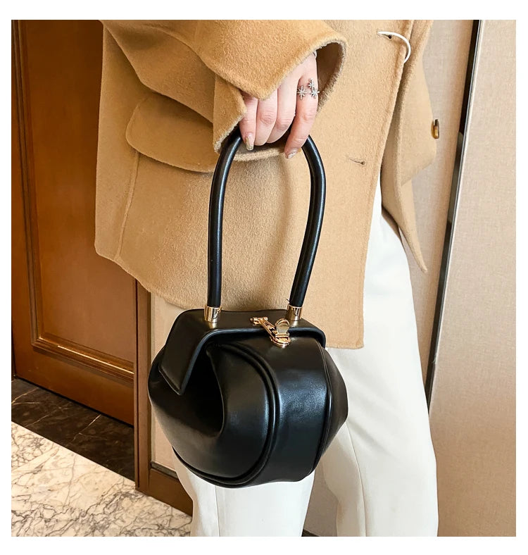 Round Ball Women's Handbag Brand Designer Bowling Bag PU Leather Mini Shoulder Bags Female Luxury Purse Fashion Armpit Bag