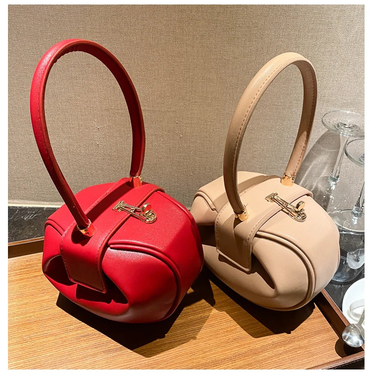 Round Ball Women's Handbag Brand Designer Bowling Bag PU Leather Mini Shoulder Bags Female Luxury Purse Fashion Armpit Bag