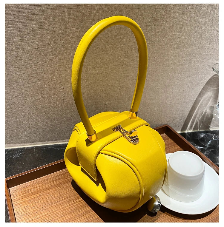 Round Ball Women's Handbag Brand Designer Bowling Bag PU Leather Mini Shoulder Bags Female Luxury Purse Fashion Armpit Bag