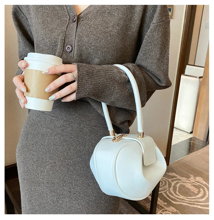 Round Ball Women's Handbag Brand Designer Bowling Bag PU Leather Mini Shoulder Bags Female Luxury Purse Fashion Armpit Bag