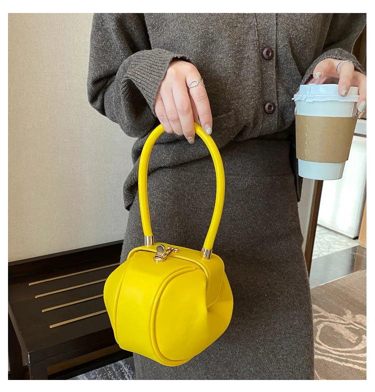 Round Ball Women's Handbag Brand Designer Bowling Bag PU Leather Mini Shoulder Bags Female Luxury Purse Fashion Armpit Bag