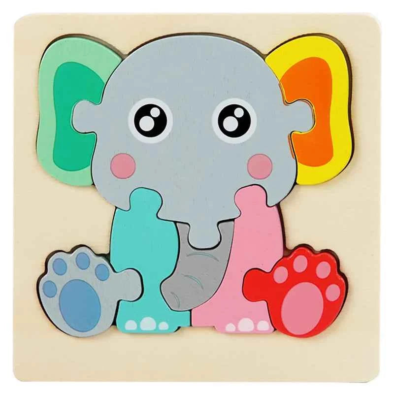 Kids Wooden Toys 3D Wood Puzzle Cartoon Animals Cognitive Jigsaw Puzzle Early Learning Educational Toys For Children Gift