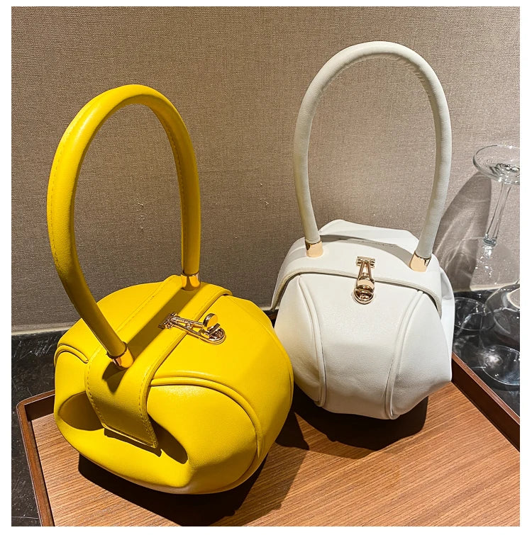 Round Ball Women's Handbag Brand Designer Bowling Bag PU Leather Mini Shoulder Bags Female Luxury Purse Fashion Armpit Bag