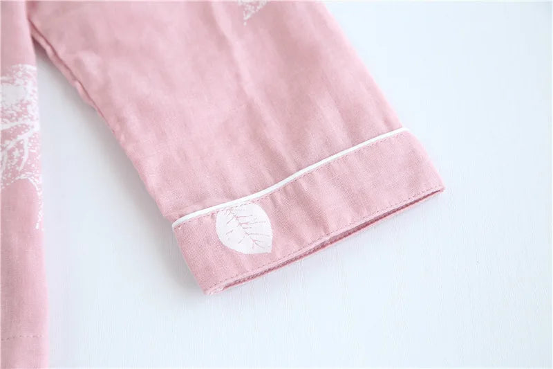 2026 kimono femme maple leaf pajama sets women 100% gauze cotton long sleeve casual sleepwear women pyjamas autumn hot sale