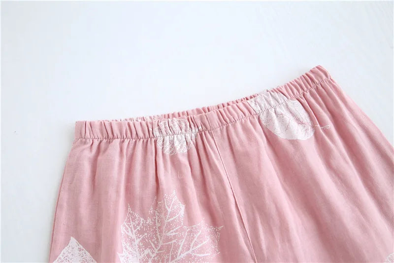 2026 kimono femme maple leaf pajama sets women 100% gauze cotton long sleeve casual sleepwear women pyjamas autumn hot sale