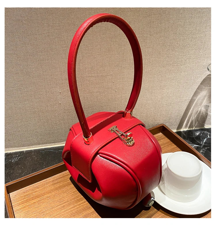 Round Ball Women's Handbag Brand Designer Bowling Bag PU Leather Mini Shoulder Bags Female Luxury Purse Fashion Armpit Bag